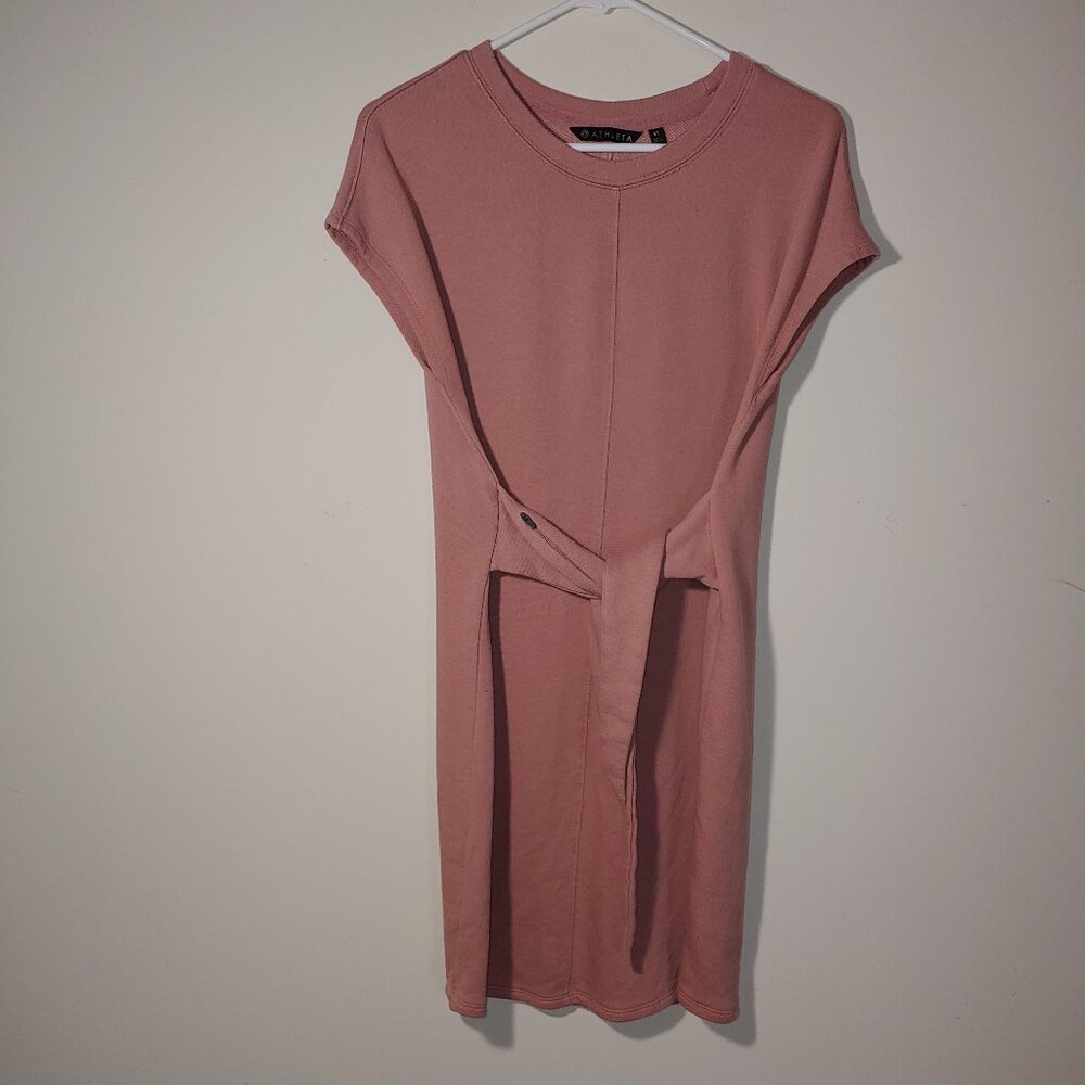 Athleta Pink Blush Front Tie Zipper Belt Embrace Sweatshirt Size ST